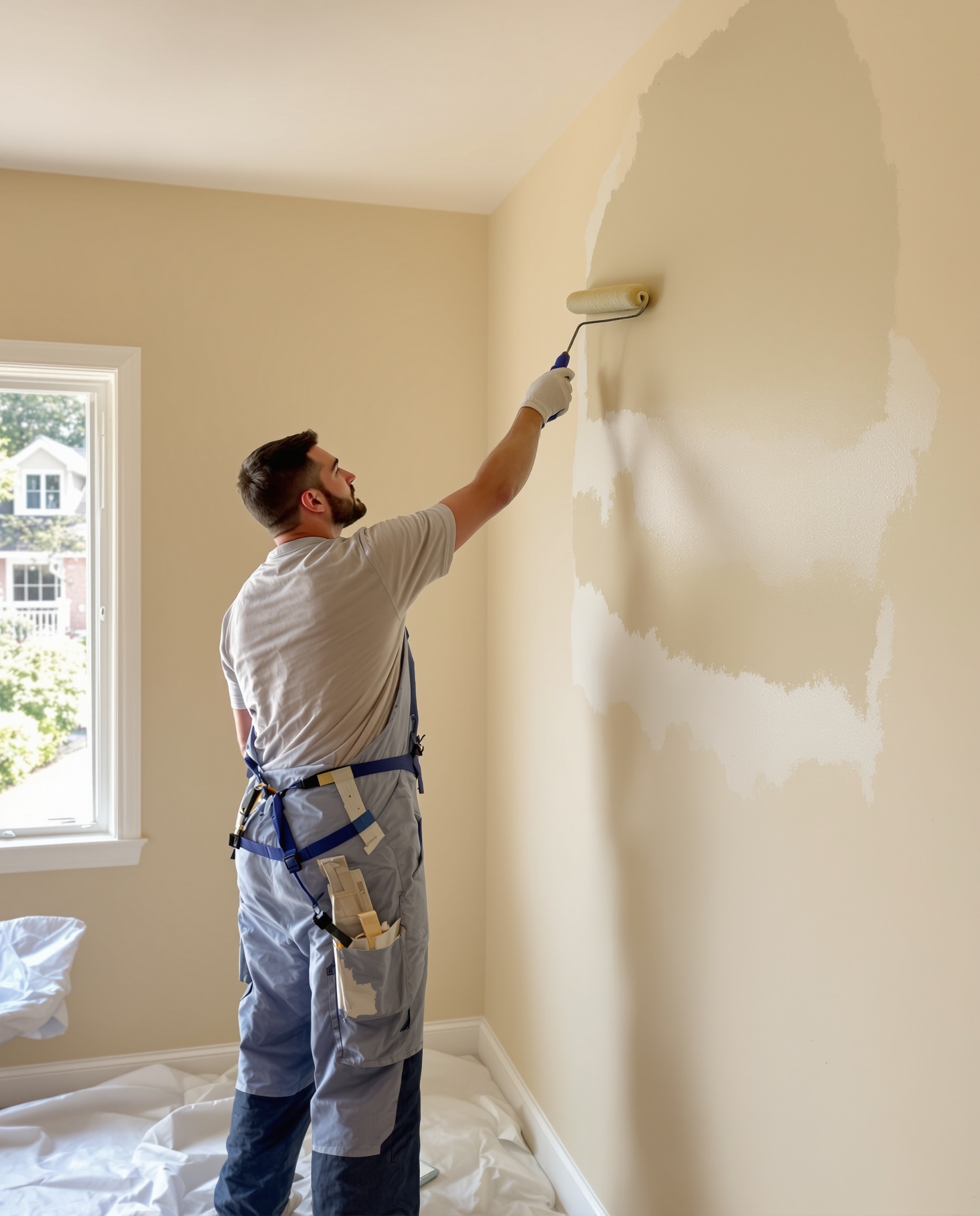 Pintor pintando el interior de una vivienda en Valencia